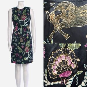 Tory BURCH Rainforest Jungle Animal Print Buffalo Turkey  Antelope Belinda Dress